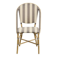 Brown and beige striped chair with woven texture, featuring a stylish design perfect for indoor or outdoor use.