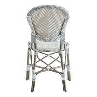 Gray woven pattern chair with a light gray frame and white accents, adding a modern touch to any space.
