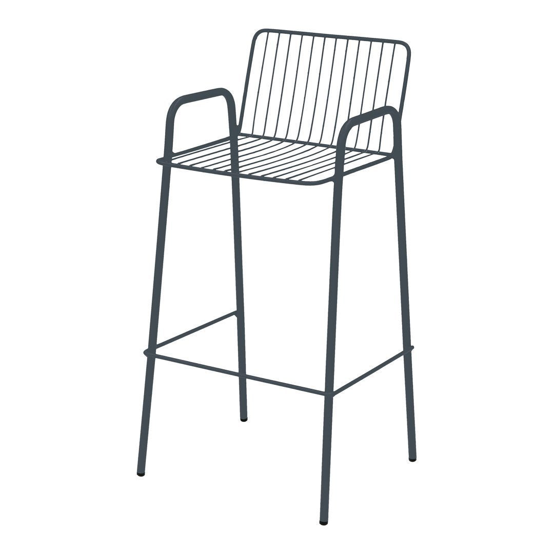Stylish black metal bar stool with sleek lines and a modern design, perfect for contemporary spaces.