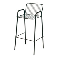 Black wire bar stool with minimalist vertical line design, offering a modern and sleek look for any space.