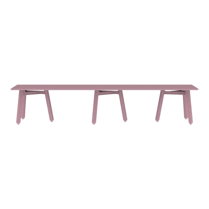 Long, minimalist bench in soft mauve with clean lines and subtle textures, ideal for modern decor.