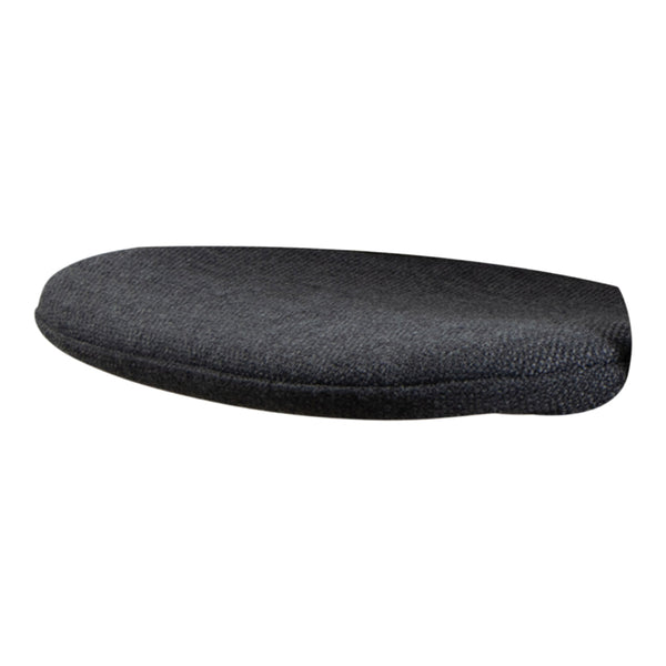 Black fabric seat cushion with a smooth, sleek texture. Modern design perfect for enhancing comfort and style.