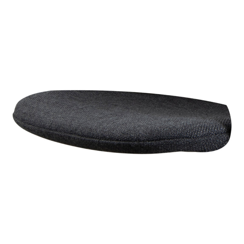 Black fabric seat cushion with a smooth, sleek texture. Modern design perfect for enhancing comfort and style.