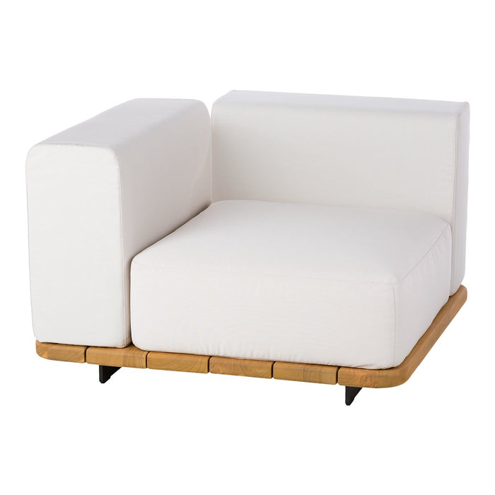 White modern armchair with a minimalist design and light wood base. Perfect for sleek contemporary decor.