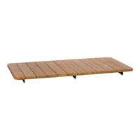 Natural wood shelf with a warm honey brown color and smooth slatted pattern, perfect for rustic decor.