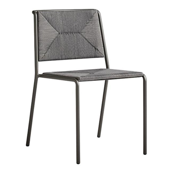 Stylish gray upholstered chair with geometric quilted pattern and sleek metal frame. Perfect for modern decor.