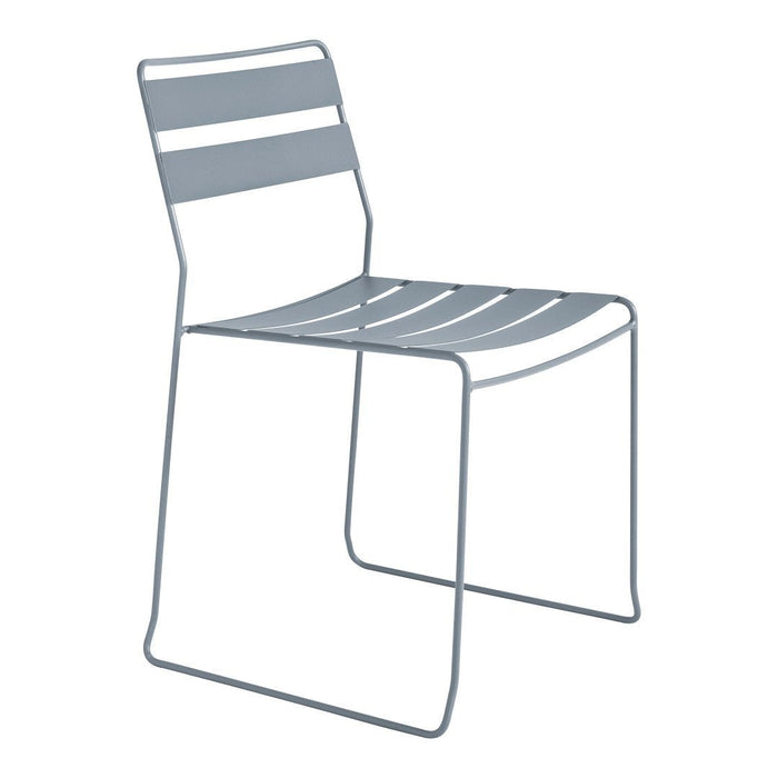 Light gray chair with horizontal stripes and minimalist design, perfect for modern decor.