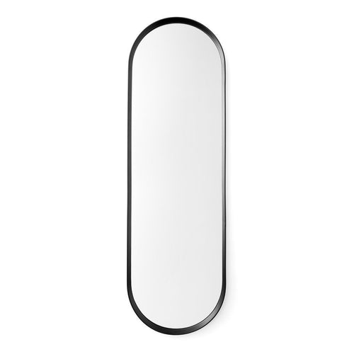 Sleek black frame with an oval shape, showcasing a clear, reflective surface for a modern aesthetic.