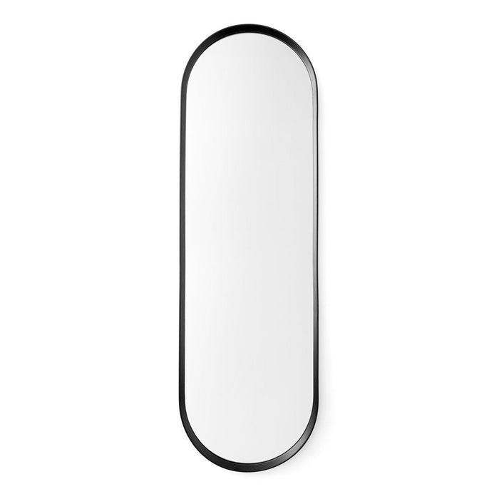 Sleek black frame with an oval shape, showcasing a clear, reflective surface for a modern aesthetic.