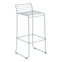 Light gray metal bar stool with a sleek, modern striped design and minimalist structure. Perfect for contemporary spaces.