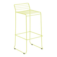 Lime green bar stool with sleek, modern lines and a minimalistic design, perfect for contemporary spaces.