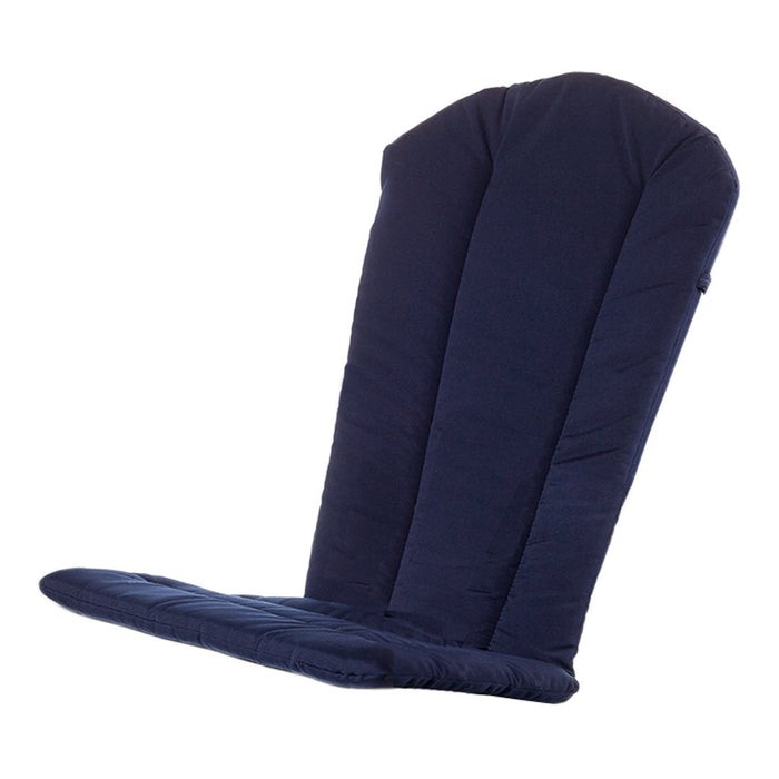 Navy blue padded chair cushion with a solid pattern, designed for comfort and support in any setting.