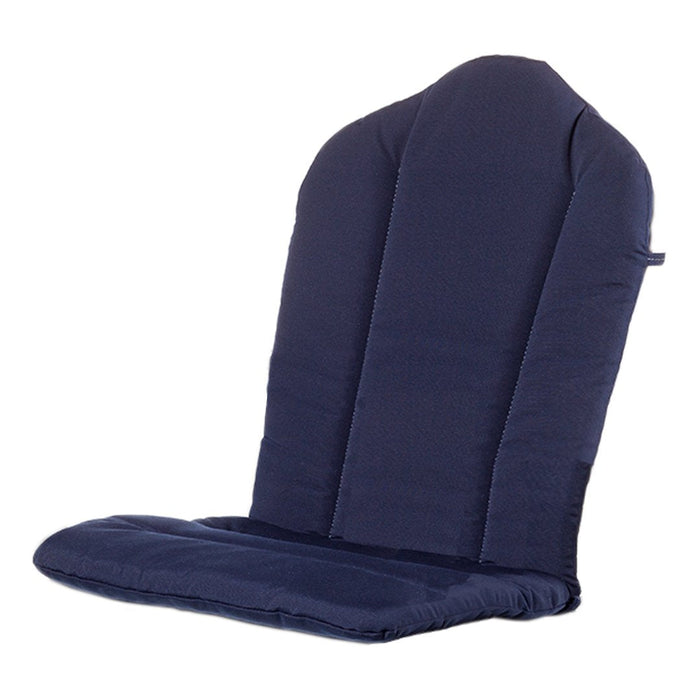 Navy blue cushioned seat with a sleek, smooth texture and minimalistic design, perfect for stylish seating.