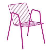 Bright pink wire chair with a modern slatted design, perfect for adding a bold pop of color to any space.