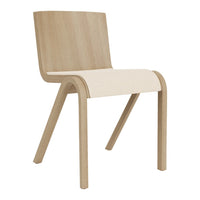 Light wood chair with a smooth natural finish and subtle cream accent on the seat, featuring minimalist design.