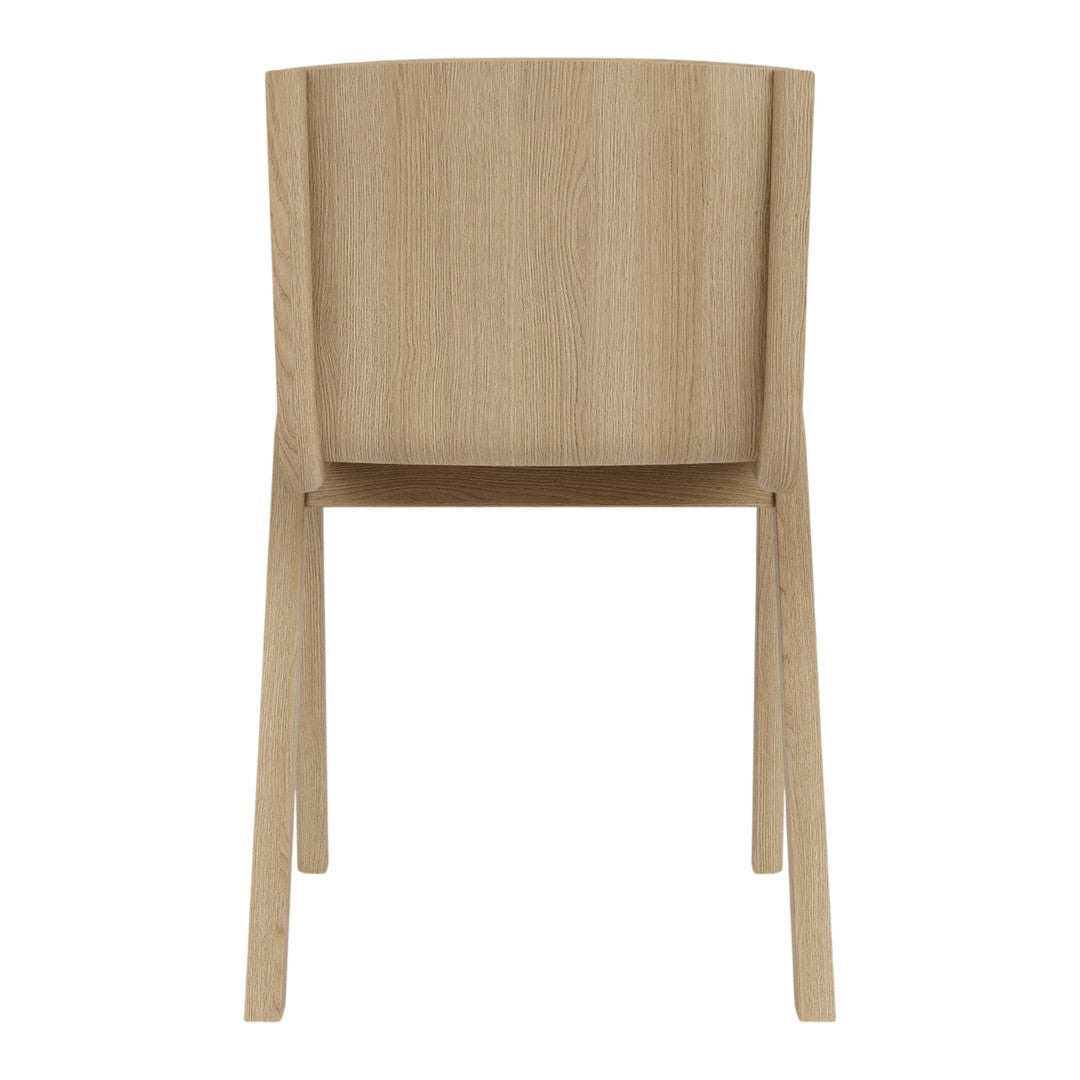 Natural wood finish chair in light oak color, featuring a smooth surface and minimalist design with clean lines.