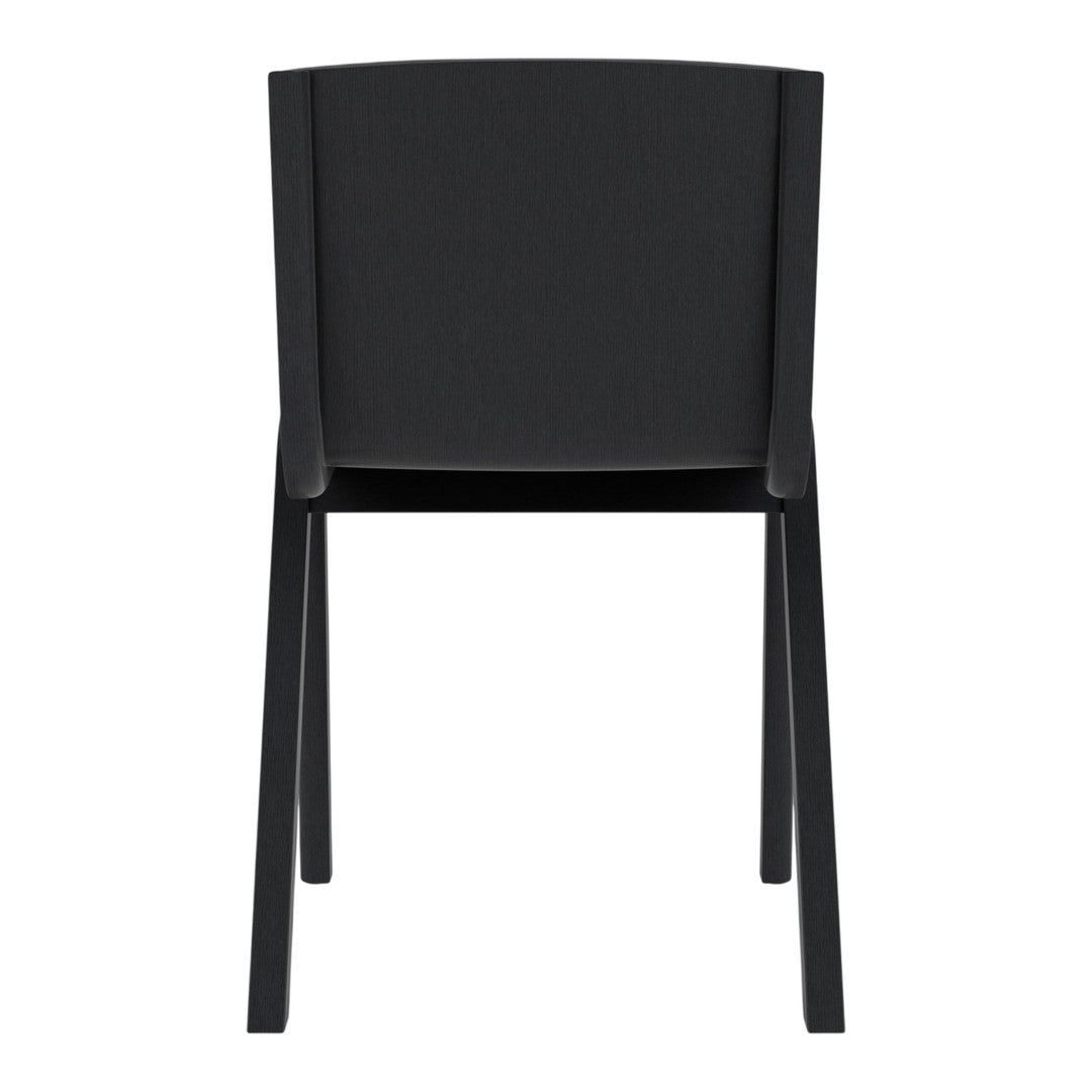 Black chair with a sleek, minimalist design and smooth, solid texture. Perfect for modern decor.