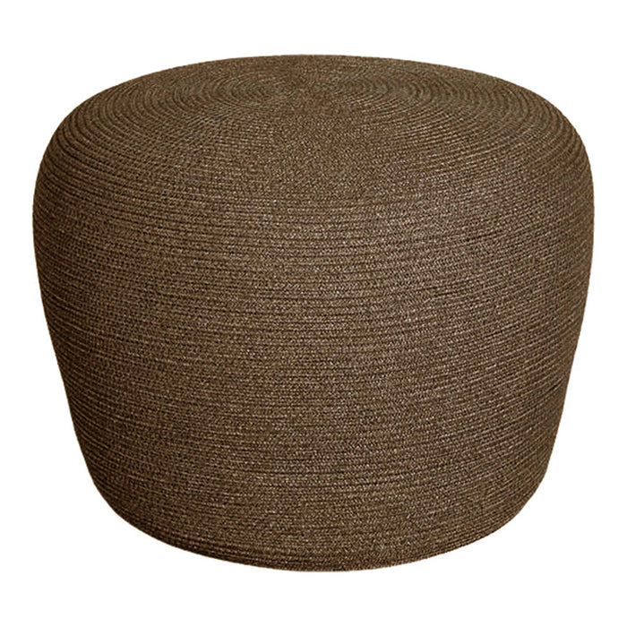 Brown woven ottoman with a rounded, textured pattern, perfect for adding a natural accent to any space.