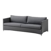 Stylish gray sofa with a sleek design, featuring smooth upholstery and minimalist patterns for modern decor.