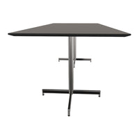 Sleek black tabletop with a brushed metal base, featuring a modern minimalist design.