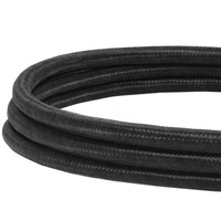 Black braided hose with a smooth finish, featuring three stacked loops for a sleek, modern look.