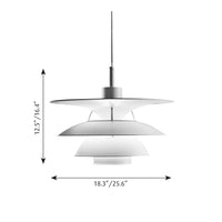 Modern pendant lamp in sleek white with layered circular design; ideal for contemporary interiors.