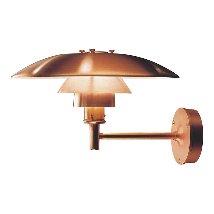 Copper wall lamp with a sleek, modern design and layered, rounded shades for a stylish, contemporary look.