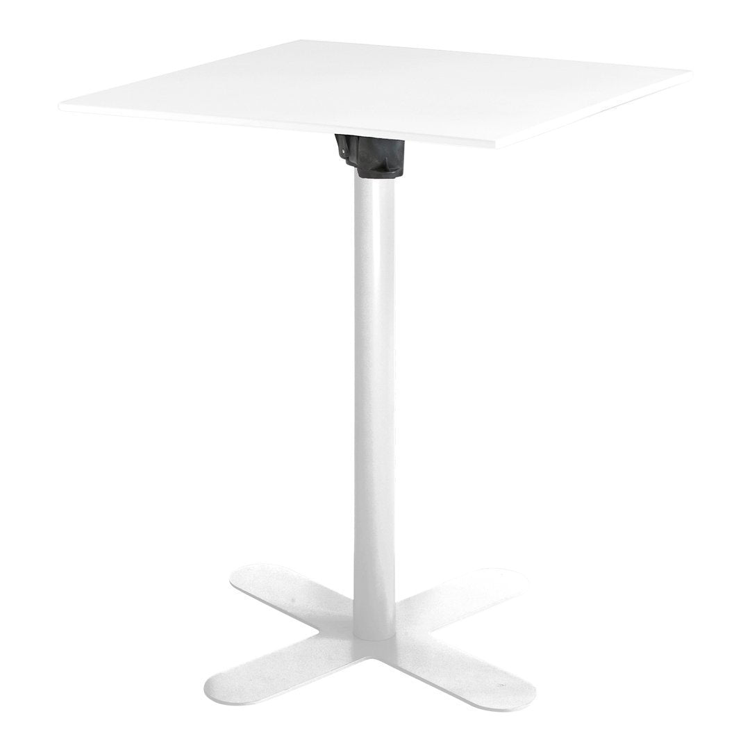 White square table with a sleek, minimalist design and a smooth glossy finish. Ideal for modern decor.