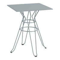 Light gray square table with a modern wire base, featuring a sleek and minimal design. Ideal for contemporary decor.