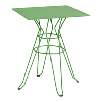 Green square side table with a geometric wire base, perfect for modern decor.