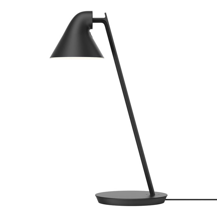 Sleek black desk lamp with a modern design, featuring a conical shade and circular base. Perfect for minimalist decor.