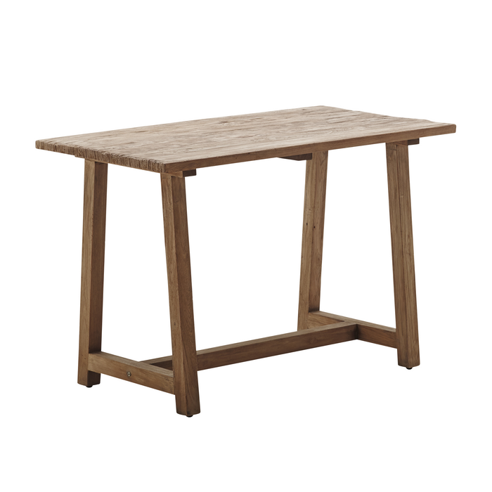 Natural wood dining table with a rustic finish and simple, clean lines. Perfect for any modern or traditional decor.