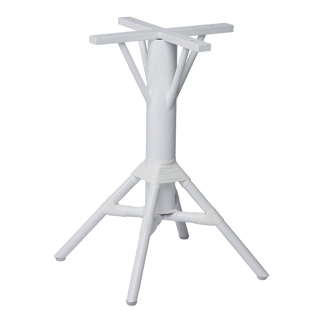 White geometric table base with a unique branching design and sleek, modern finish. Ideal for contemporary decor.