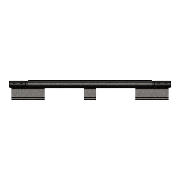 Black metal bar with a sleek, matte finish and minimal design, featuring three flat edges. Perfect for industrial decor.