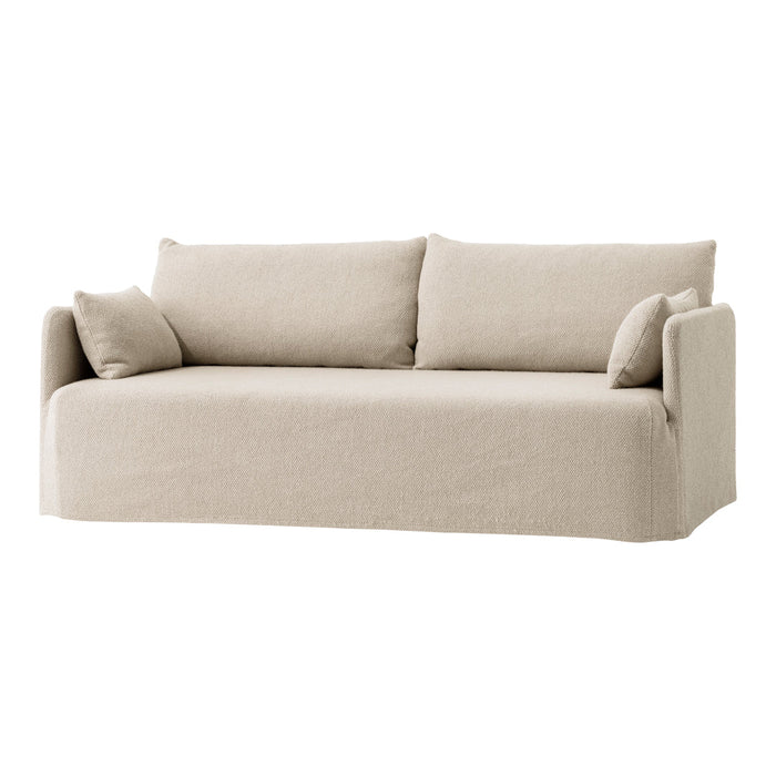 Beige textured sofa with subtle patterns and soft, inviting cushions. Perfect for modern living spaces.