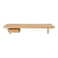 Light natural wood coffee table with a smooth finish and minimalist design, featuring a subtle drawer on one side.