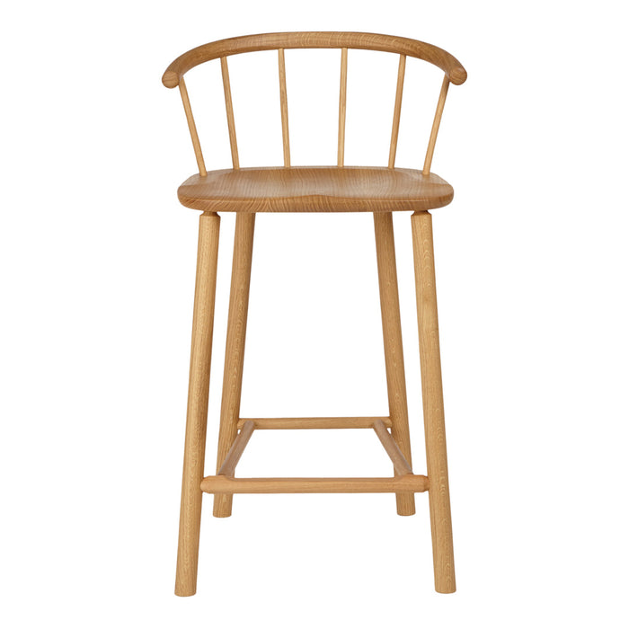 Natural wood bar stool with a light beige finish and simple, minimalistic design. Perfect for modern decor.