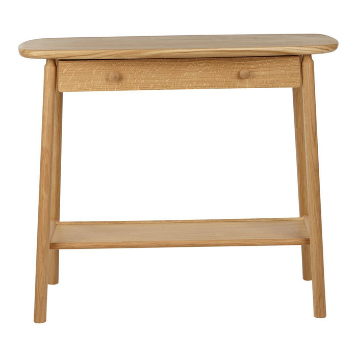 Light oak console table with a smooth, natural finish and simple, minimalist design. Ideal for modern decor.