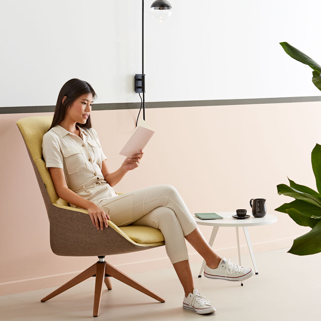 Noom Series 20 Lounge Armchair w/ French Seams - Pyramid Wood Base