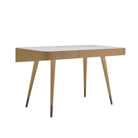 Light wood console table with a smooth white surface and tapered legs, perfect for modern interiors.