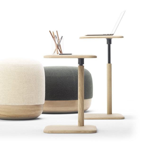 Modern furniture set featuring soft cream, green, and natural wood tones with minimalistic, smooth patterns.