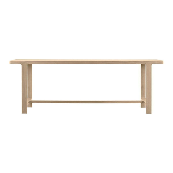 Light beige wooden table with a sleek, minimalist design and clean lines, perfect for modern decor.