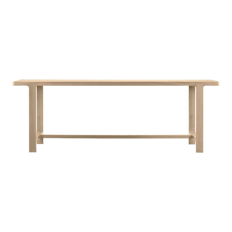 Light beige wooden table with a sleek, minimalist design and clean lines, perfect for modern decor.