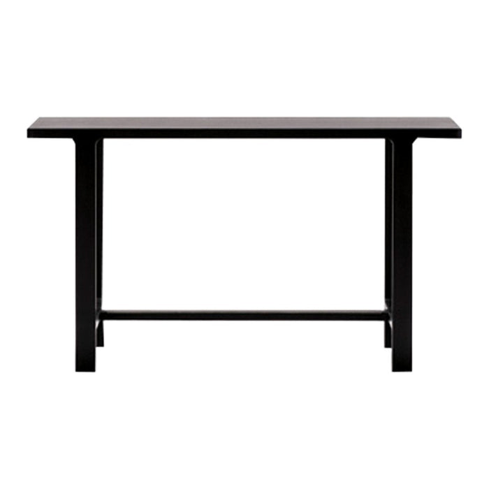 Sleek black console table with a minimalist design and smooth surface, perfect for modern interiors.