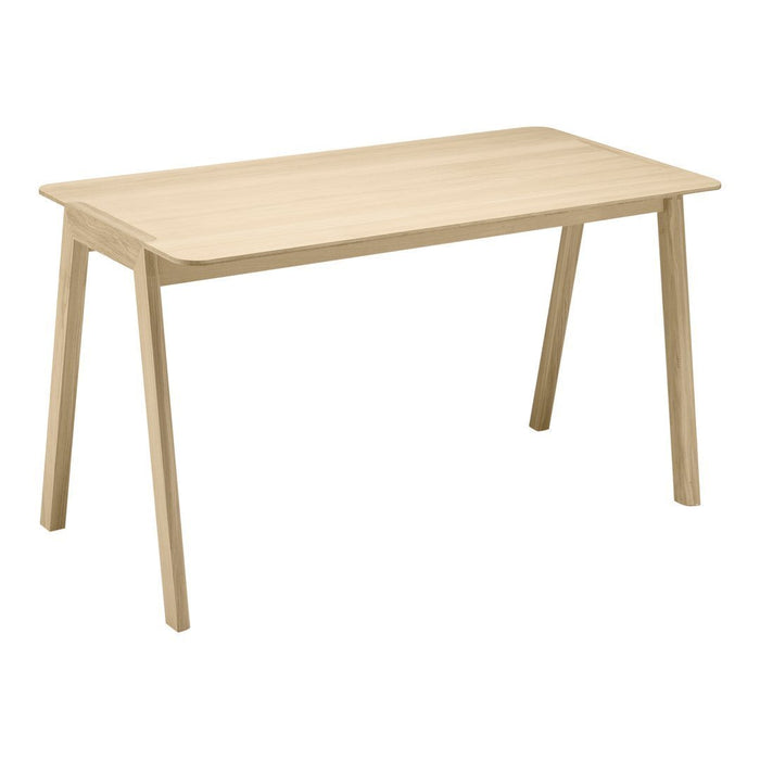 Light natural wood table with a smooth, minimalistic finish and tapered legs, perfect for contemporary spaces.