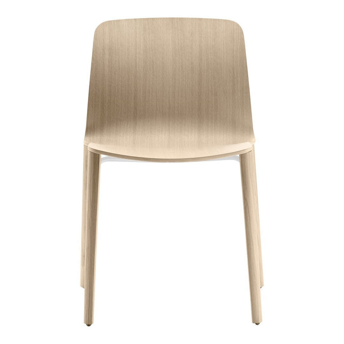 Light wood chair with a smooth, natural finish and minimalistic design, showcasing subtle wood grain patterns.