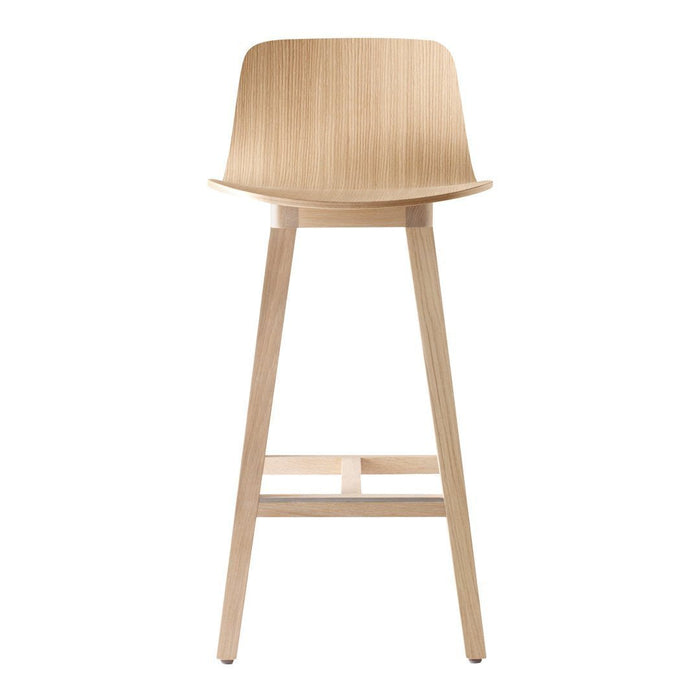 Natural wood barstool with a light beige finish and smooth, minimalist design. Ideal for modern decor.