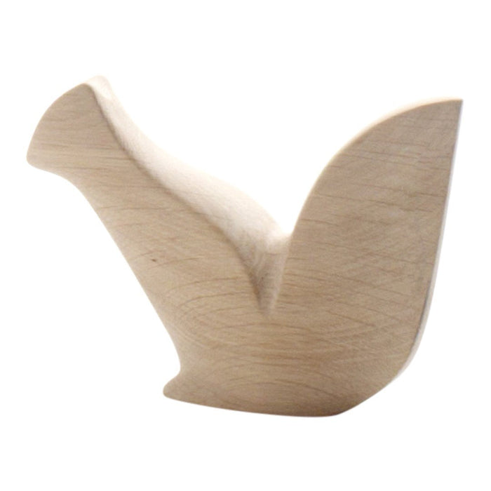 Natural wood bird sculpture with smooth, light beige finish and simple, elegant shape. Perfect for home decor.
