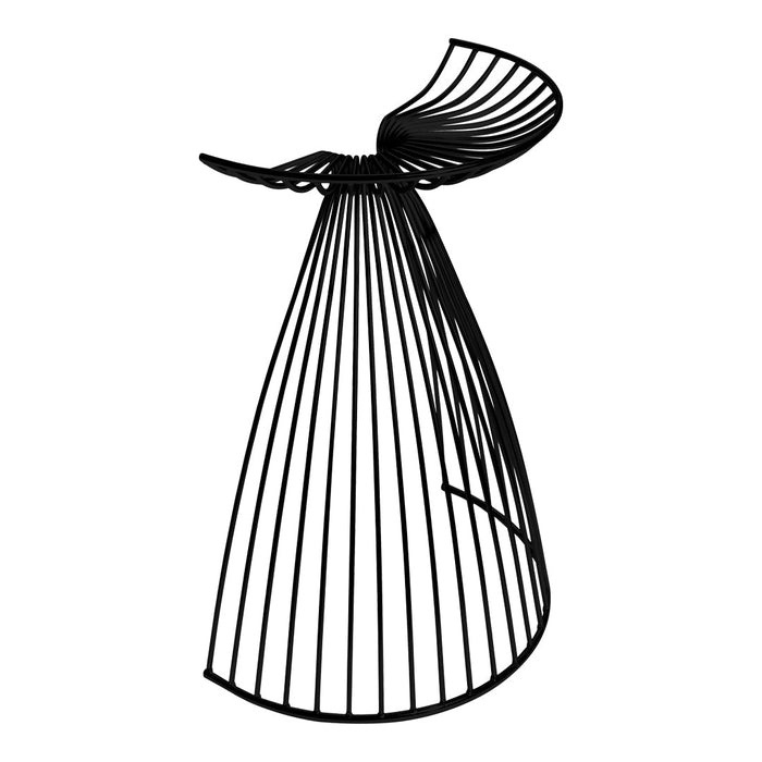 Stylish black wire sculpture featuring geometric lines and an elegant shape, perfect for modern decor.