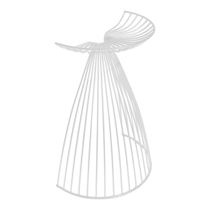 White decorative wire sculpture with sleek, curved lines and a delicate, airy design, ideal for modern decor.
